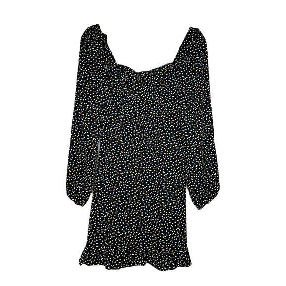 Lucy & Dity Urban Outfitters Womens Polka Dot Mini Dress Size S Black Multi NWOT - Picture 1 of 10